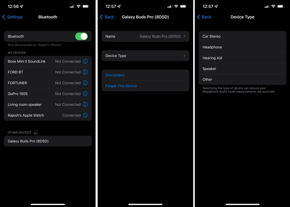 Bluetoothの設定画面