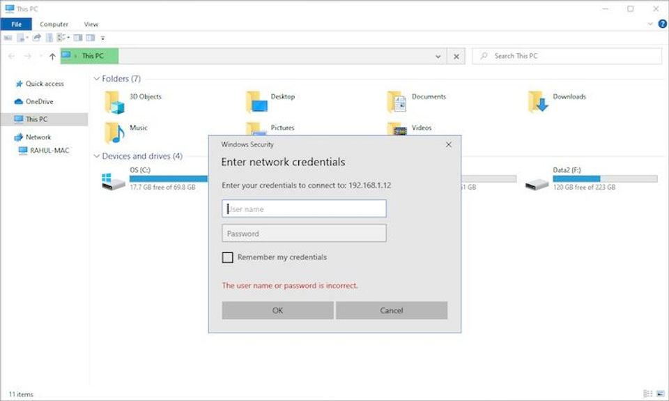 Macのアカウント名とログインパスワードの入力