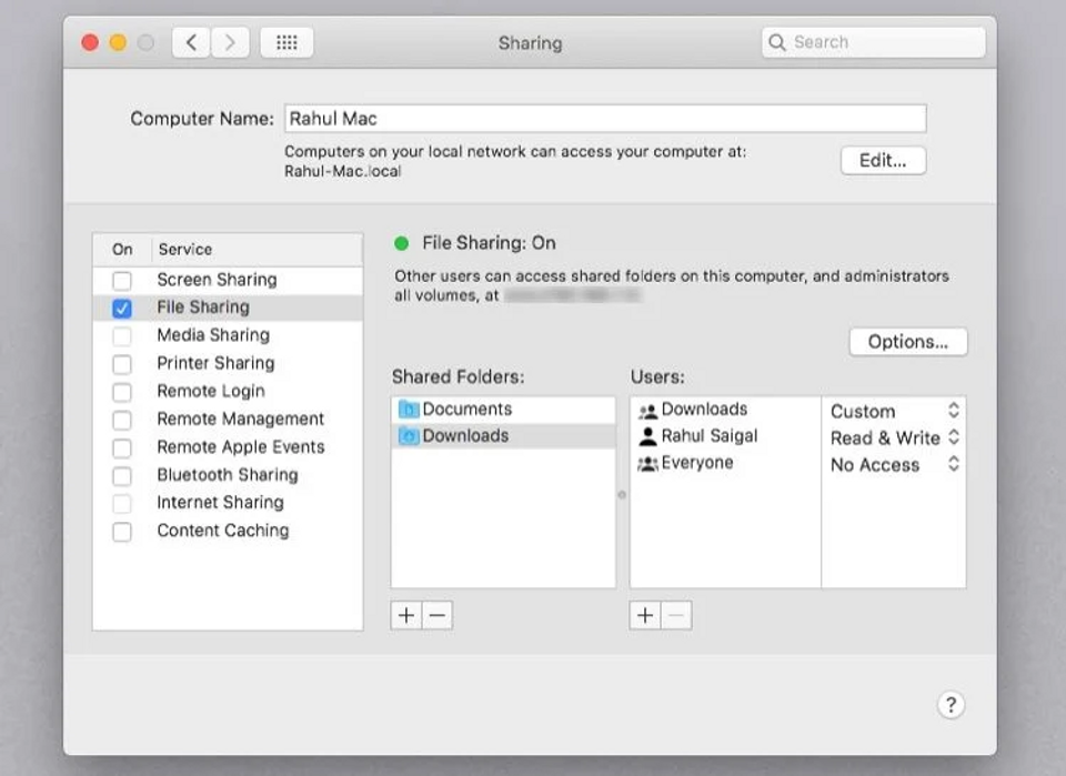 Macでファイル共有を設定する