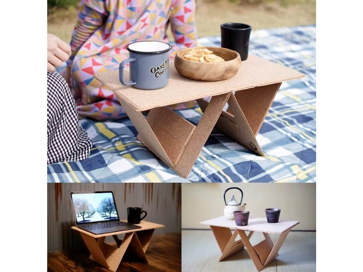 デコパージュꔛ‬ꕤ ハンギングリメ缶♡カーペットローラー♡折り畳みテーブル 6WAYで生活を快適に。膝上で使える折り畳み式コルクテーブル | ライフ
